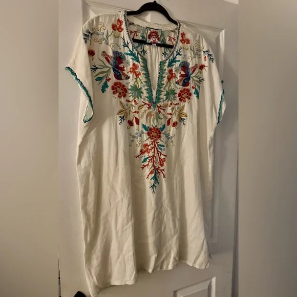 Johnny Was Los Angeles Linen Embroidered Bird Tunic XL Boho - Picture 2 of 4